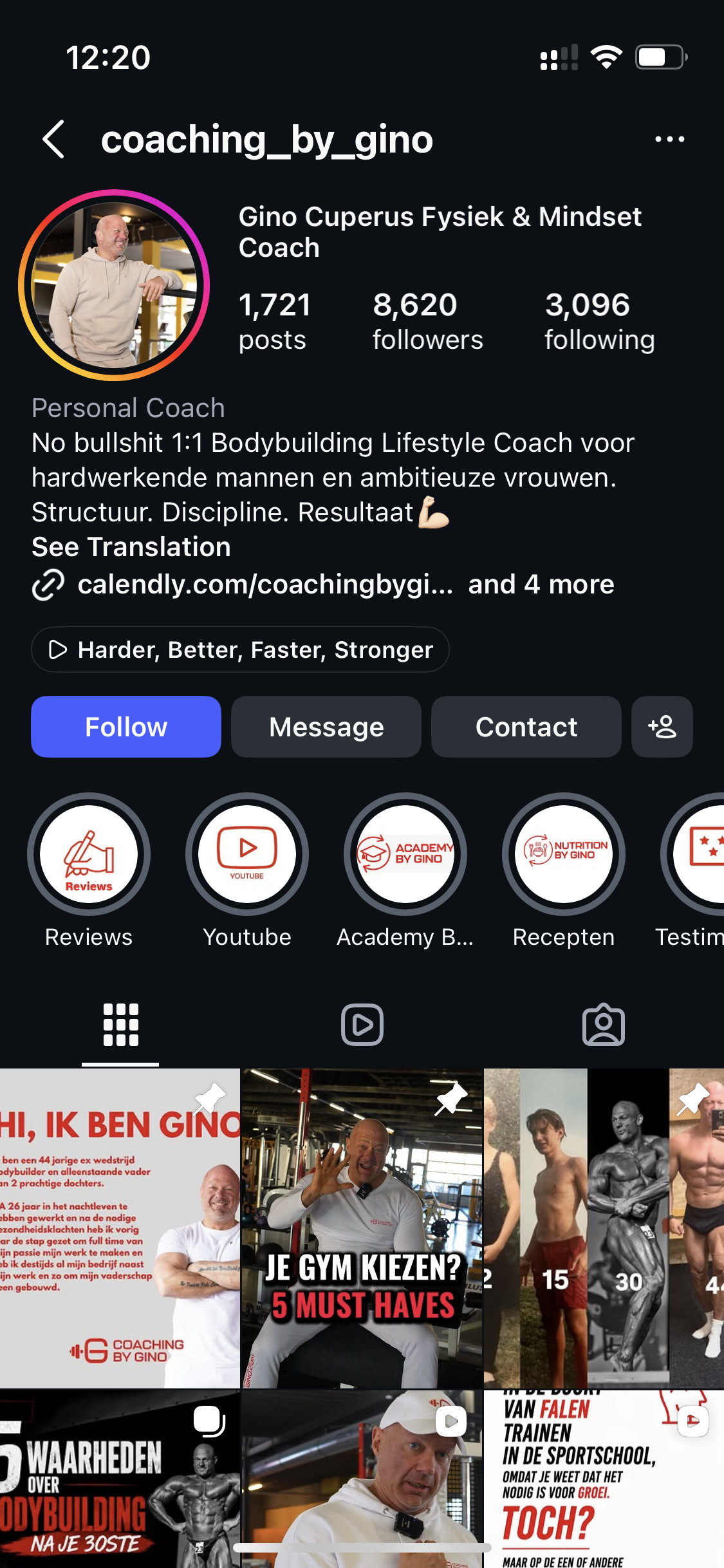 Instagram-account @coaching_by_gino groeide +3.150 volgers