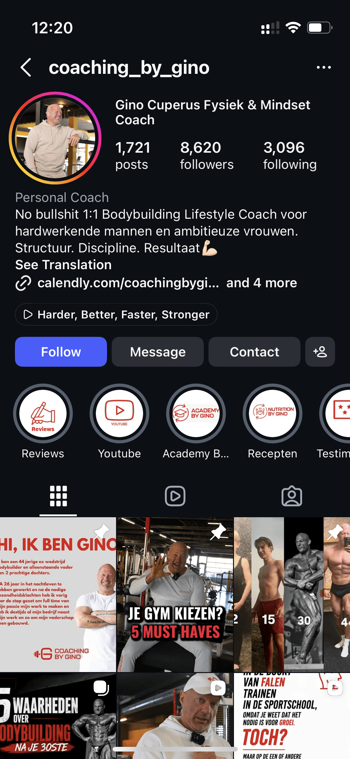 Instagram-account @coaching_by_gino groeide +3,150 followers