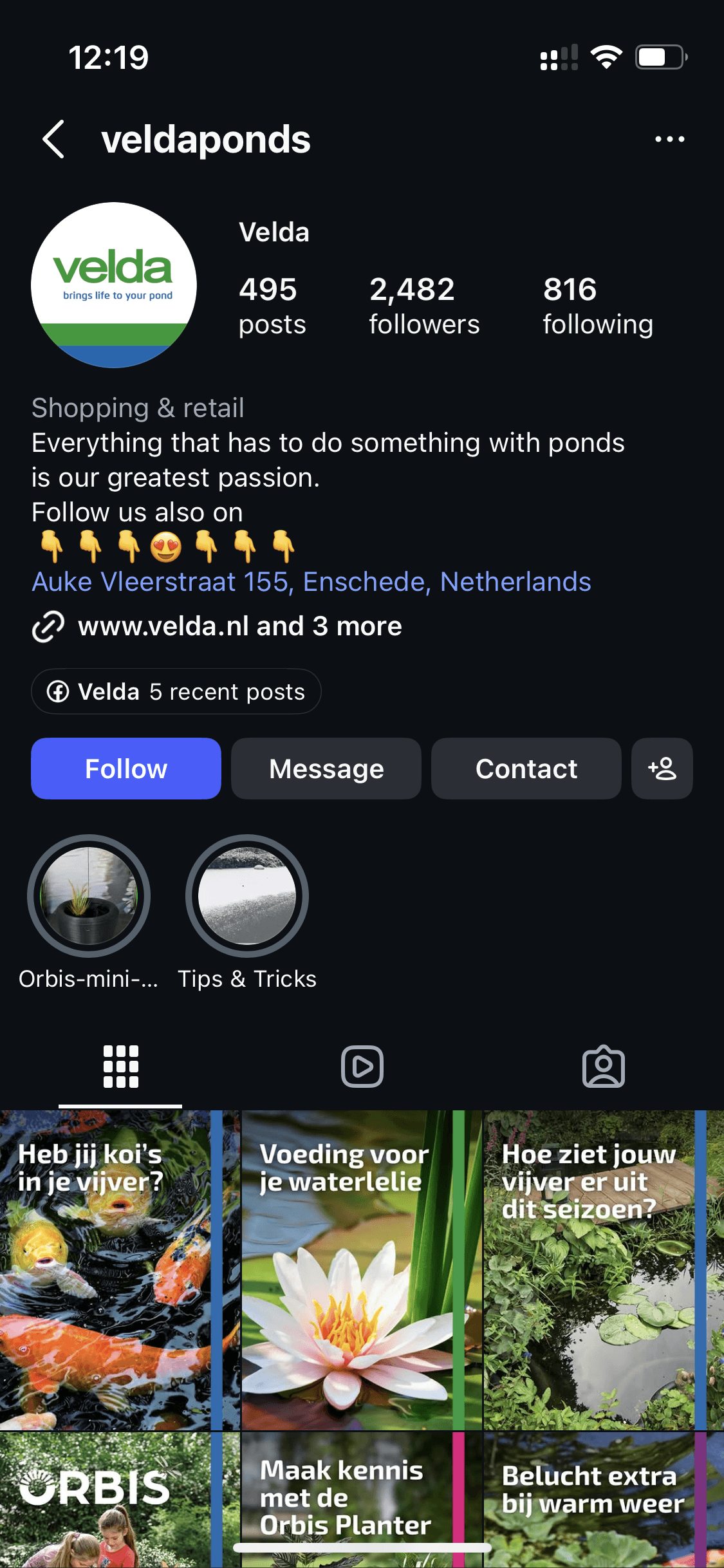 Instagram-account @veldaponds groeide +2,160 followers